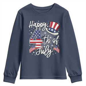 Happy 4th Of July Youth Sweatshirt Patriotic American Flag USA TS10 Navy Print Your Wear