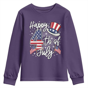 Happy 4th Of July Youth Sweatshirt Patriotic American Flag USA TS10 Purple Print Your Wear