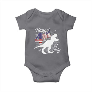 Dinosaur Happy 4th of July Baby Onesie Patriotic American Flag USA TS10 Charcoal Print Your Wear