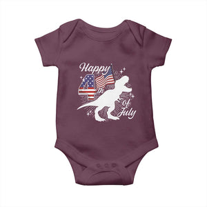 Dinosaur Happy 4th of July Baby Onesie Patriotic American Flag USA TS10 Maroon Print Your Wear