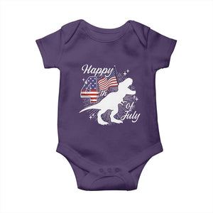 Dinosaur Happy 4th of July Baby Onesie Patriotic American Flag USA TS10 Purple Print Your Wear