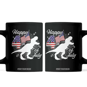 Dinosaur Happy 4th of July Coffee Mug Patriotic American Flag USA TS10 Black Print Your Wear