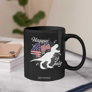 Dinosaur Happy 4th of July Coffee Mug Patriotic American Flag USA TS10 Print Your Wear