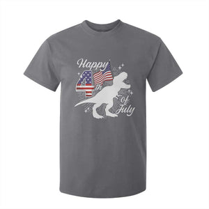 Dinosaur Happy 4th of July T Shirt For Kid Patriotic American Flag USA TS10 Charcoal Print Your Wear