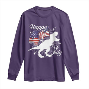 Dinosaur Happy 4th of July Long Sleeve Shirt Patriotic American Flag USA TS10 Purple Print Your Wear