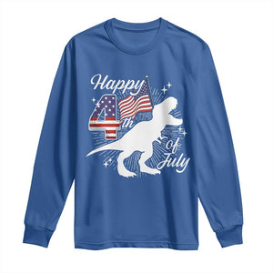 Dinosaur Happy 4th of July Long Sleeve Shirt Patriotic American Flag USA TS10 Royal Blue Print Your Wear