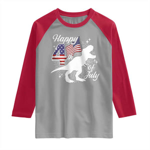 Dinosaur Happy 4th of July Raglan Shirt Patriotic American Flag USA TS10 Sport Gray Red Print Your Wear