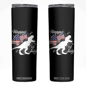 Dinosaur Happy 4th of July Skinny Tumbler Patriotic American Flag USA TS10 Black Print Your Wear
