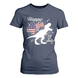 Dinosaur Happy 4th of July T Shirt For Women Patriotic American Flag USA TS10 Navy Print Your Wear