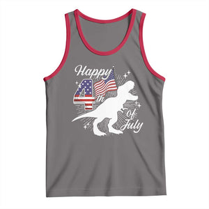 Dinosaur Happy 4th of July Tank Top Patriotic American Flag USA TS10 Deep Heather Red Print Your Wear