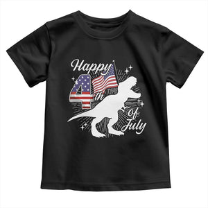 Dinosaur Happy 4th of July Toddler T Shirt Patriotic American Flag USA TS10 Black Print Your Wear