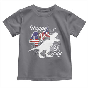 Dinosaur Happy 4th of July Toddler T Shirt Patriotic American Flag USA TS10 Charcoal Print Your Wear