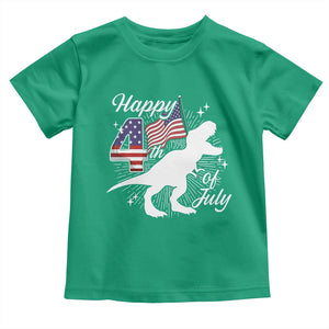 Dinosaur Happy 4th of July Toddler T Shirt Patriotic American Flag USA TS10 Irish Green Print Your Wear