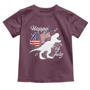 Dinosaur Happy 4th of July Toddler T Shirt Patriotic American Flag USA TS10 Maroon Print Your Wear