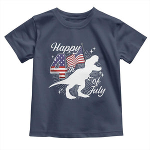 Dinosaur Happy 4th of July Toddler T Shirt Patriotic American Flag USA TS10 Navy Print Your Wear