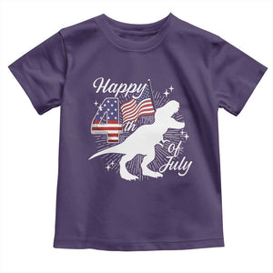Dinosaur Happy 4th of July Toddler T Shirt Patriotic American Flag USA TS10 Purple Print Your Wear