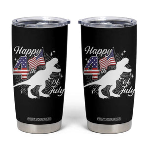 Dinosaur Happy 4th of July Tumbler Cup Patriotic American Flag USA TS10 Black Print Your Wear