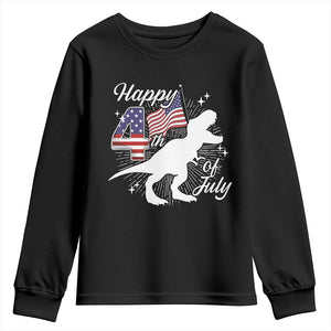 Dinosaur Happy 4th of July Youth Sweatshirt Patriotic American Flag USA TS10 Black Print Your Wear