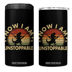 Retro Now I Am Unstoppable 4 in 1 Can Cooler Tumbler Funny Dinosaur Dino Gifts Vintage