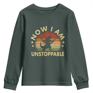 Retro Now I Am Unstoppable Youth Sweatshirt Funny Dinosaur Dino Gifts Vintage