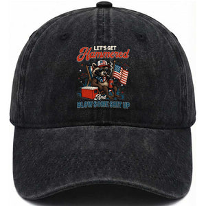 Lets Get Hammered and Blow Some Shit Up Washed Cotton Baseball Cap Raccoon 4th Of July America TS10 Washed Cap Universal Fit Black Print Your Wear