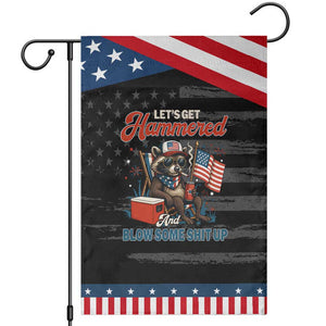Lets Get Hammered and Blow Some Shit Up Garden Flag Raccoon 4th Of July America TS10 Distressed Black Blue Print Your Wear