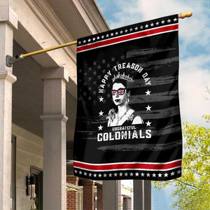 Happy Treason Day Garden Flag British Queen Funny July 4th Colonial Meme TS10 Distressed Black Red Print Your Wear