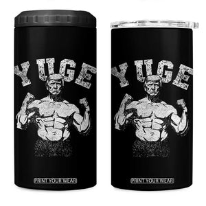Yuge Muscular Flex Trump 4 in 1 Can Cooler Tumbler Funny Patriotic Vintage Workout Gym Weight Lifting Motivational TS10 One Size: 16 oz Black Print Your Wear