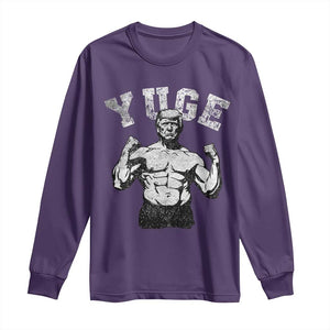 Yuge Muscular Flex Trump Long Sleeve Shirt Funny Patriotic Vintage Workout Gym Weight Lifting Motivational TS10 Purple Print Your Wear