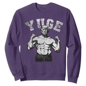 Yuge Muscular Flex Trump Sweatshirt Funny Patriotic Vintage Workout Gym Weight Lifting Motivational TS10 Purple Print Your Wear