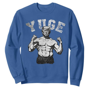 Yuge Muscular Flex Trump Sweatshirt Funny Patriotic Vintage Workout Gym Weight Lifting Motivational TS10 Royal Blue Print Your Wear