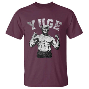 Yuge Muscular Flex Trump T Shirt Funny Patriotic Vintage Workout Gym Weight Lifting Motivational TS10 Maroon Print Your Wear