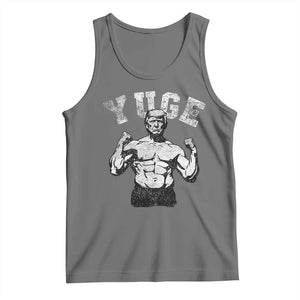 Yuge Muscular Flex Trump Tank Top Funny Patriotic Vintage Workout Gym Weight Lifting Motivational TS10 Black Heather Print Your Wear