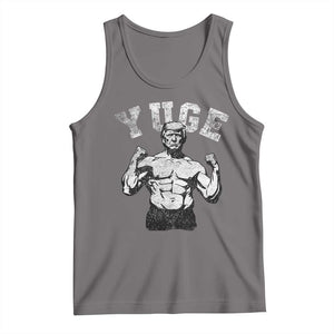 Yuge Muscular Flex Trump Tank Top Funny Patriotic Vintage Workout Gym Weight Lifting Motivational TS10 Deep Heather Print Your Wear