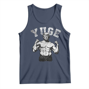 Yuge Muscular Flex Trump Tank Top Funny Patriotic Vintage Workout Gym Weight Lifting Motivational TS10 Navy Print Your Wear