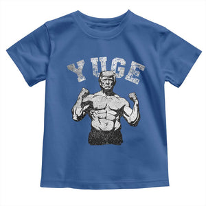 Yuge Muscular Flex Trump Toddler T Shirt Funny Patriotic Vintage Workout Gym Weight Lifting Motivational TS10 Royal Blue Print Your Wear