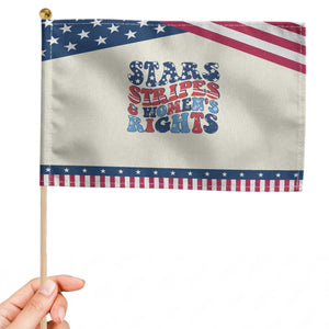 Stars Stripes And Women Rights Patriotic Handheld Flag Groovy Retro 4th Of July TS10 Modern 8.2" × 5.5" Beige Blue Print Your Wear