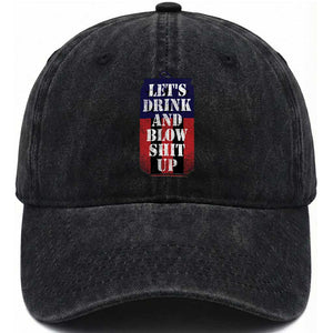 Funny Beer American Flag 4th of July Washed Cotton Baseball Cap Merica Drinking USA TS10 Washed Cap Universal Fit Black Print Your Wear