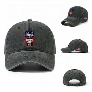 Funny Beer American Flag 4th of July Washed Cotton Baseball Cap Merica Drinking USA TS10 Washed Cap Universal Fit Dark Green Print Your Wear