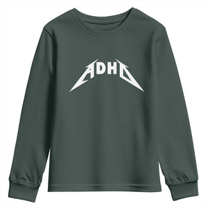 ADHD Youth Sweatshirt Funny Heavy Metal Rock Music Design Meme TS10 Dark Forest Green Print Your Wear