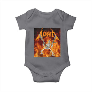 Funny Skeleton ADHD Baby Onesie Meme Flames Neurodivergent Gen Z TS10 Charcoal Print Your Wear