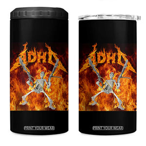 Funny Skeleton ADHD 4 in 1 Can Cooler Tumbler Meme Flames Neurodivergent Gen Z TS10 One Size: 16 oz Black Print Your Wear