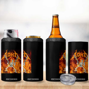 Funny Skeleton ADHD 4 in 1 Can Cooler Tumbler Meme Flames Neurodivergent Gen Z TS10 Print Your Wear