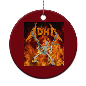 Funny Skeleton ADHD Ceramic Ornament Meme Flames Neurodivergent Gen Z TS10 1pc Red Print Your Wear