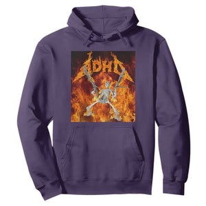 Funny Skeleton ADHD Hoodie Meme Flames Neurodivergent Gen Z TS10 Purple Print Your Wear
