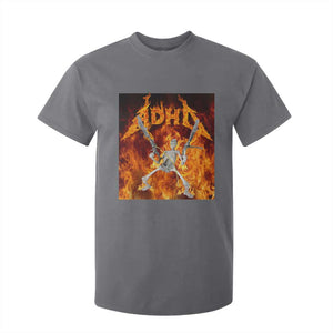 Funny Skeleton ADHD T Shirt For Kid Meme Flames Neurodivergent Gen Z TS10 Charcoal Print Your Wear
