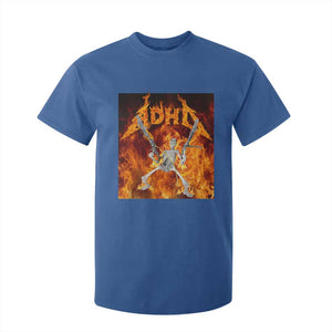 Funny Skeleton ADHD T Shirt For Kid Meme Flames Neurodivergent Gen Z TS10 Royal Blue Print Your Wear