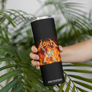Funny Skeleton ADHD Skinny Tumbler Meme Flames Neurodivergent Gen Z TS10 Print Your Wear