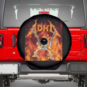 Funny Skeleton ADHD Spare Tire Cover Meme Flames Neurodivergent Gen Z TS10 Black Print Your Wear