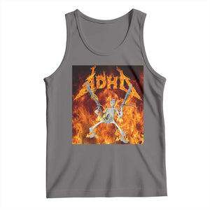 Funny Skeleton ADHD Tank Top Meme Flames Neurodivergent Gen Z TS10 Deep Heather Print Your Wear
